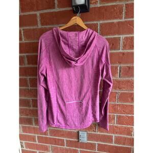 GSX Gander Mountain Womens Athletic Top  Large Pink Hooded 1/4 Zip Fitted